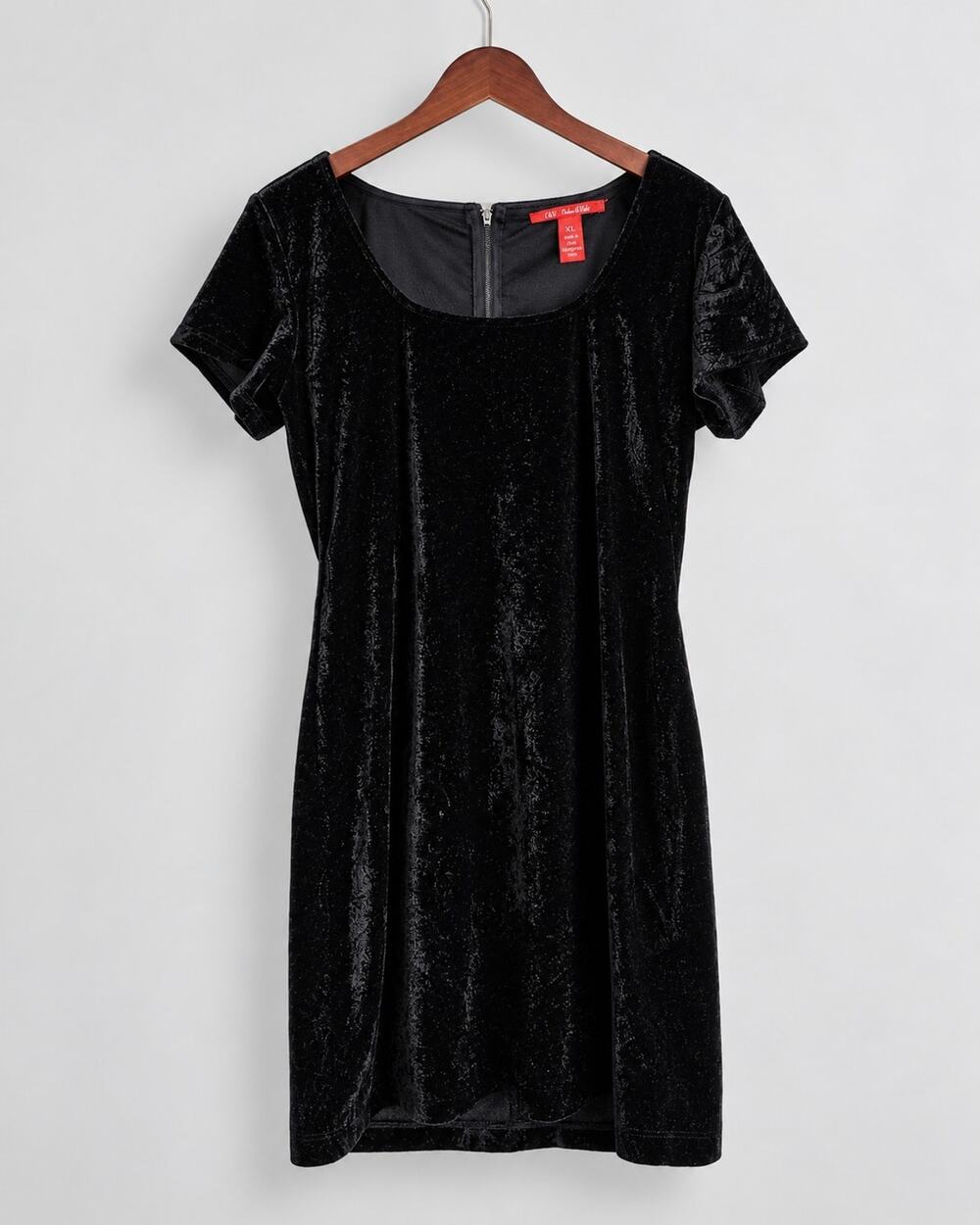 Chelsea & Violet XL Black Velvet Burnout Dress Y2K Goth Floral Bodycon Mini